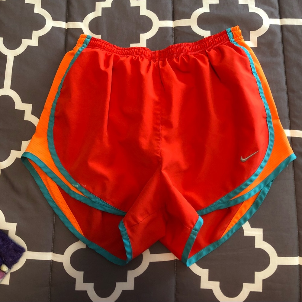 Orange and Turquoise Nike Running Shorts